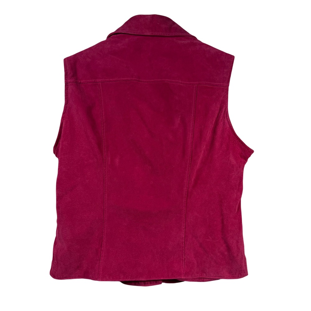 Christopher & Banks Magenta Pink Suede Leather Vest Button Front XL Vintage - Picture 7 of 15